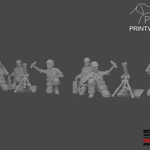 WW2 Germany - Medium Mortar Team Set - 28mm - 1/56 scale - Bolt Action - Chain of Command - Wargaming Miniatures - Resin Print - Unpainted