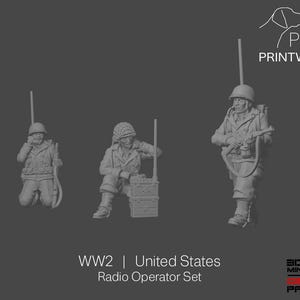 Andra världskriget USA - Radiooperatörsset - 28 mm - skala 1/56 - Bolt Action - Chain of Command - Krigsspelsminiatyrer - Resintryck - Omålad