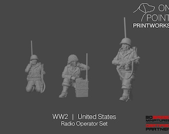 WW2 United States - Radio Operator Set - 28mm - 1/56 scale - Bolt Action - Chain of Command - Wargaming Miniatures - Resin Print - Unpainted