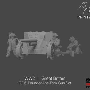 WW2 Great Britain - QF 6-Pounder Set - 28mm - 1/56 scale - Bolt Action - Chain of Command - Wargaming Miniatures - Resin Print - Unpainted