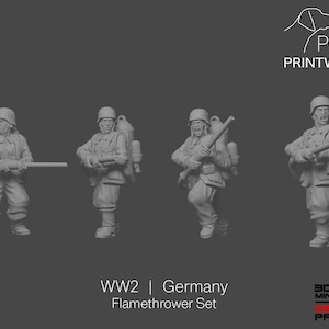 Alemania de la Segunda Guerra Mundial - Lanzallamas - 28 mm - Escala 1/56 - Acción de cerrojo - Cadena de mando - Wargaming Miniatures - Impresión de resina - Sin pintar