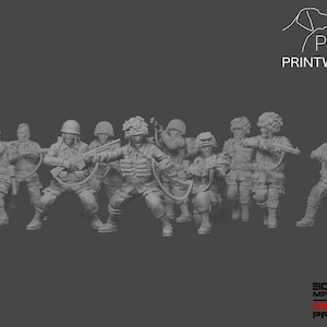 WW2 US Airborne - Infantry Squad C - 28mm - 1/56 scale - Bolt Action - Chain of Command - Wargaming Miniatures - Resin Print - Unpainted