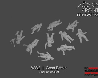 WW2 Great Britain - Casualties Set - 28mm - 1/56 scale - Bolt Action - Chain of Command - Wargaming Miniatures - Resin Print - Unpainted