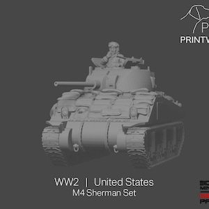 WW2 USA - M4 Sherman Set - 28 mm - Maßstab 1:56 - Bolt Action - Chain of Kommando - Wargaming Miniaturen - Harzdruck - Unbemalt