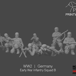 1/144 Scale WWII German Army Soldiers & Commander (5 Figures) – Fine Version 3D Printed Model Kit