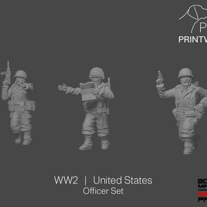 WW2 United States - Officer Set - 28mm - 1/56 scale - Bolt Action - Chain of Command - Wargaming Miniatures - Resin Print - Unpainted