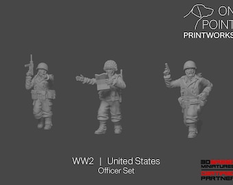 WW2 United States - Officer Set - 28mm - 1/56 scale - Bolt Action - Chain of Command - Wargaming Miniatures - Resin Print - Unpainted