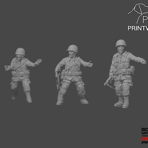 WW2 US Airborne - Officer Set - 28mm - 1/56 scale - Bolt Action - Chain of Command - Wargaming Miniatures - Resin Print - Unpainted