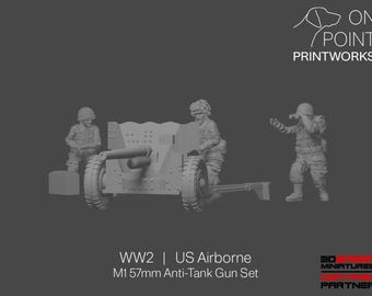 WW2 US Airborne - M1 57mm Gun Set - 28mm - 1/56 scale - Bolt Action - Chain of Command - Wargaming Miniatures - Resin Print - Unpainted