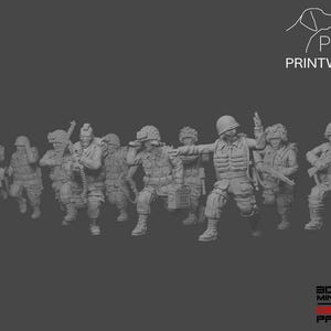 WW2 US Airborne - Infantry Squad B - 28mm - 1/56 scale - Bolt Action - Chain of Command - Wargaming Miniatures - Resin Print - Unpainted