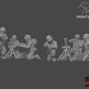 WW2 United States - Medium Mortar Team Set - 28mm - 1/56 scale - Bolt Action - Chain of Command - Wargaming Miniatures-Resin Print-Unpainted