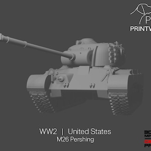 WW2 United States - M26 Pershing Set - 28mm - 1/56 scale - Bolt Action - Chain of Command - Wargaming Miniatures - Resin Print - Unpainted