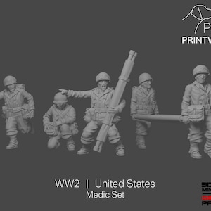 WW2 United States - Medic Set - 28mm - 1/56 scale - Bolt Action - Chain of Command - Wargaming Miniatures - Resin Print - Unpainted