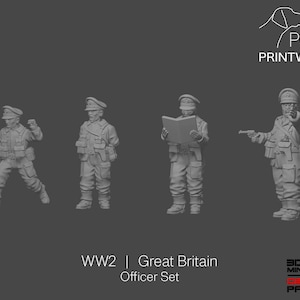 WW2 Great Britain - Officer Set - 28mm - 1/56 scale - Bolt Action - Chain of Command - Wargaming Miniatures - Resin Print - Unpainted