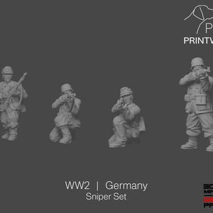 WW2 Germany - Sniper Set - 28mm - 1/56 scale - Bolt Action - Chain of Command - Wargaming Miniatures - Resin Print - Unpainted