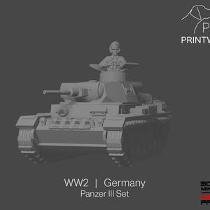 WW2 Germany - Panzer III Set - 28mm - 1/56 scale - Bolt Action - Chain of Command - Wargaming Miniatures - Resin Print - Unpainted