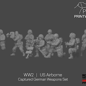 WW2 US Airborne - Captured Enemy Weapons Set- 28mm - 1/56 scale - Bolt Action - Chain of Command - Wargame Miniatures -Resin Print-Unpainted
