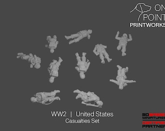 WW2 United States - Casualties Set - 28mm - 1/56 scale - Bolt Action - Chain of Command - Wargaming Miniatures - Resin Print - Unpainted