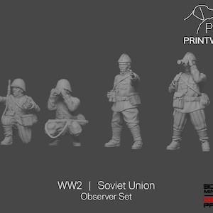 Andra världskriget Sovjetunionen - Observatörsset - 28 mm - skala 1/56 - Bolt Action - Chain of Command - Krigsspelsminiatyrer - Resintryck - Omålad