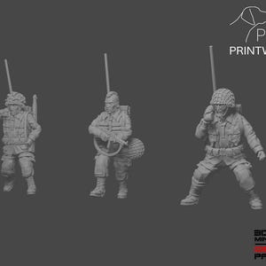 WW2 US Airborne - Radio Operator Set - 28mm - 1/56 scale - Bolt Action - Chain of Command - Wargaming Miniatures - Resin Print - Unpainted