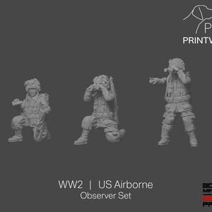 WW2 US Airborne - Observer Set - 28mm - 1/56 scale - Bolt Action - Chain of Command - Wargaming Miniatures - Resin Print - Unpainted