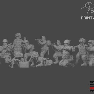 WW2 US Airborne - Infantry Squad A - 28mm - 1/56 scale - Bolt Action - Chain of Command - Wargaming Miniatures - Resin Print - Unpainted
