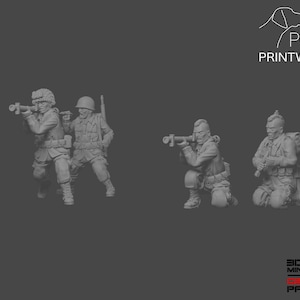 WW2 US Airborne - Bazooka Team Set - 28mm - 1/56 scale - Bolt Action - Chain of Command - Wargaming Miniatures - Resin Print - Unpainted