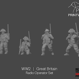 WW2 Great Britain - Radio Operator Set - 28mm - 1/56 scale - Bolt Action - Chain of Command - Wargame Miniatures - Resin Print - Unpainted