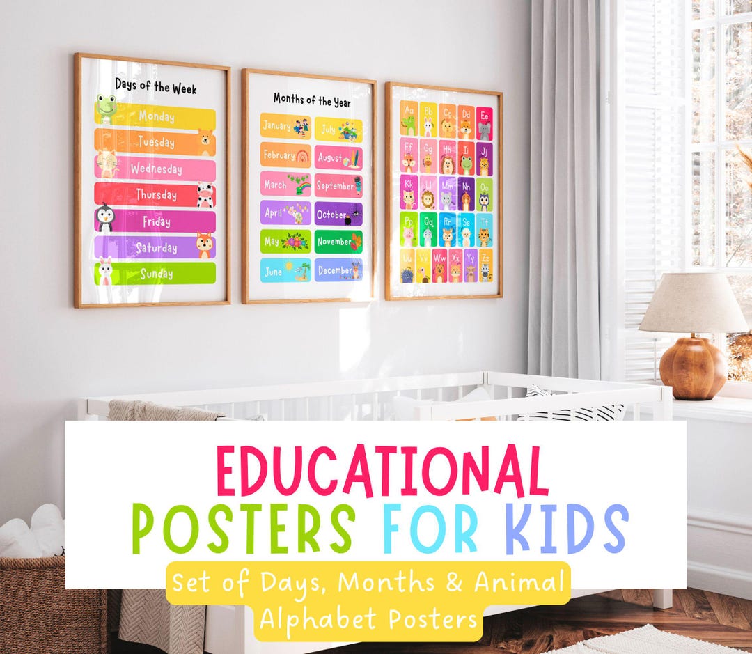 Educational Posters for Kids Printable Set Days of the Week Months of ...