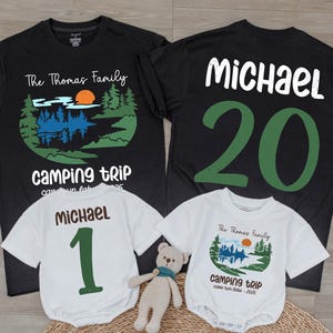 Custom Name and Number Camping Crew 2025 Shirt, Family Camping Gift,Matching Camping Family Trip Tees,Girls Camping Vacation,Camp Lover Gift