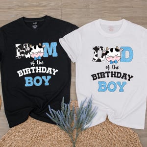 Cow Theme Farm Boy Family Matching Birthday Shirts, Holy Cow I&#39;m One First Birthday Outfit, Farm Animal Birthday Party, Birthday Boy Family