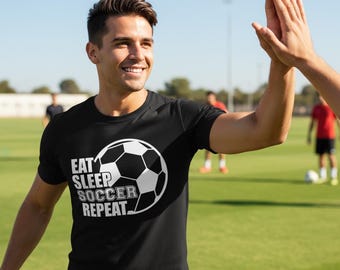 Eat Sleep Soccer Repeat Shirt, Soccer Lover TShirt, Funny Graphic Tee, Soccers Player Gift, Football Fan Shirts