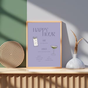 Bearbeitbare Hochzeitsbar-Menüvorlage | Seine und Ihre Signature Cocktails | Happy Hour Zeichen | Sofortdownload| Lavendel Bar Menü