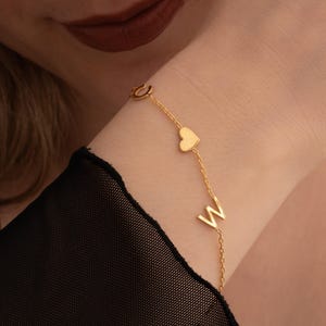 Personalized Initial Letter Bracelet for Women Custom Womens Bracelet 2 Letter 1 Heart Bracelet Initial Bracelet Christmas Gift for Her
