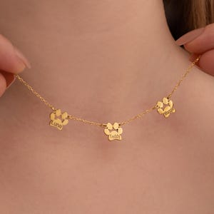 Dog Paw Pendant Personalized Pet Name Necklace Dog Name Necklace Cat Paw Necklace Custom Paw Necklace Paw Initial Necklace Pet Memorial Gift