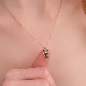 Mystic Topaz Stone Bow-tied Cat Necklace Kitty Cat Necklace Minimalist Cat Jewelry Birthstone Necklace for Women Dainty Christmas Gift