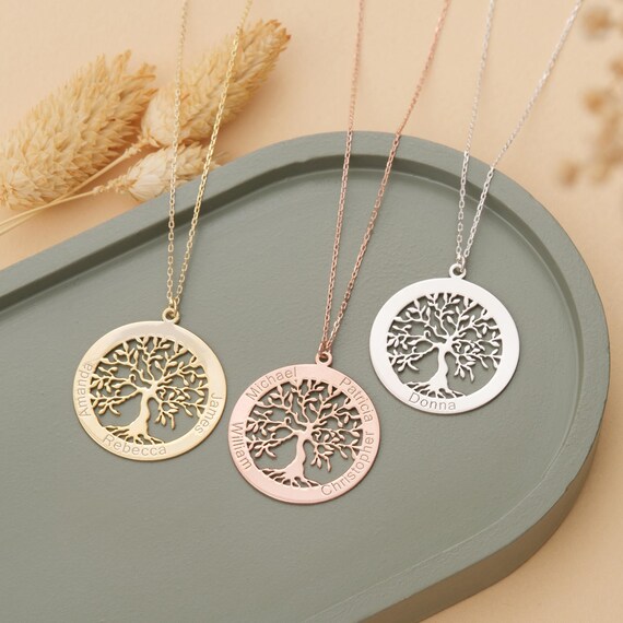 Personalized Family Tree Necklace With Family Name Necklace Family