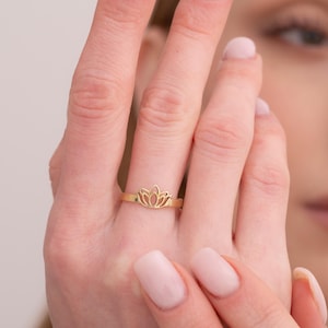 Elegant Lotus Flower Ring Lotus Flower Ring for Her Gold Lotus Symbol Ring Flowers Ring Dainty Ring Gift For Her Christmas Gift for Women