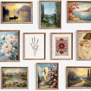 Vintage Decorative Art Prints: 10-Piece Gallery Set for Classic Home Decor - Curated Antique Collection
