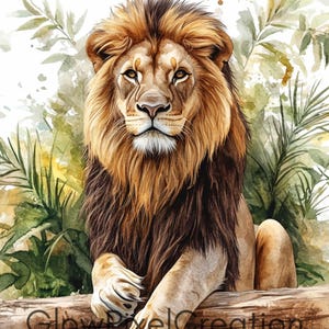 Watercolor Lion Clipart Bundle: Kids Room Decor, Scrapbooking, Crafting, Instant Download