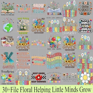 30+ Teacher Helping Little Minds Grow PNG bundle,Teacher Life Wildflower Back To School PNG,Teacher Appreciation Sublimation Design Download