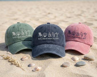 Custom Beach Club Bachelorette Hat Personalized Destination Bachelorette Party Caps Bride Squad Beach Trip Hat Custom Location Vacation Cap