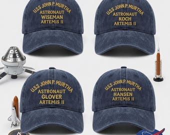 Embroidered Astronaut Artemis 2 Baseball Cap, Space Launch Dad Hat, Rocket Program Cap, Trend Inspired Night Sky Fashion Statement