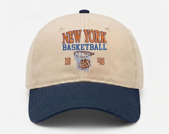 Bestickter New York Basketball 1946 Hut, zweifarbige Retro Creolen Kappe, Vintage Collegiate Dad Hut, Varsity Sports Baseballkappe, Streetwear