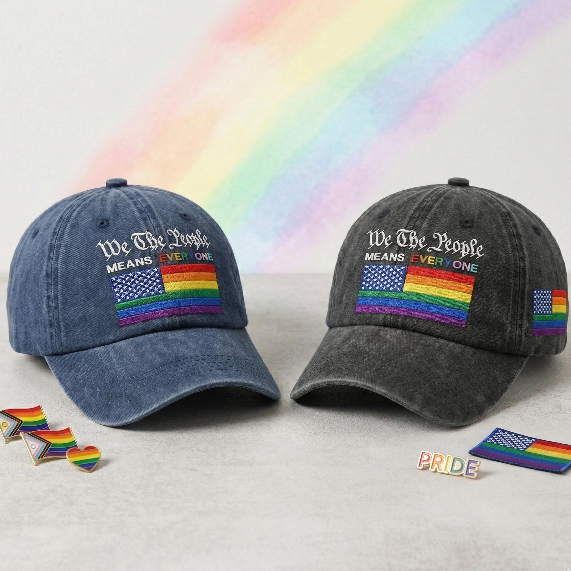 We The People Rainbow Pride Trucker Hat - Navy We The People Means Everyone LGBTQ Hat main image 2