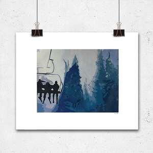 Skiers Snowboarding Sports Art image 2