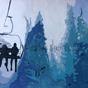 Skiers Snowboarding Sports Art image 1