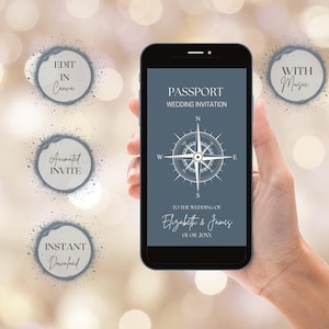 Elegant Passport Wedding Video Invitation | Personalized Etsy Design for Destination and Travel-Themed Celebrations