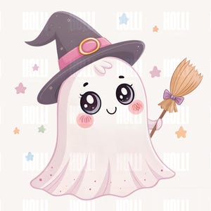 Kawaii Ghost Clipart: Pastel Goth Halloween PNG (Digital Download)