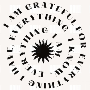 Grateful Quote PNG: Minimalist Affirmation Clipart (Digital Download)